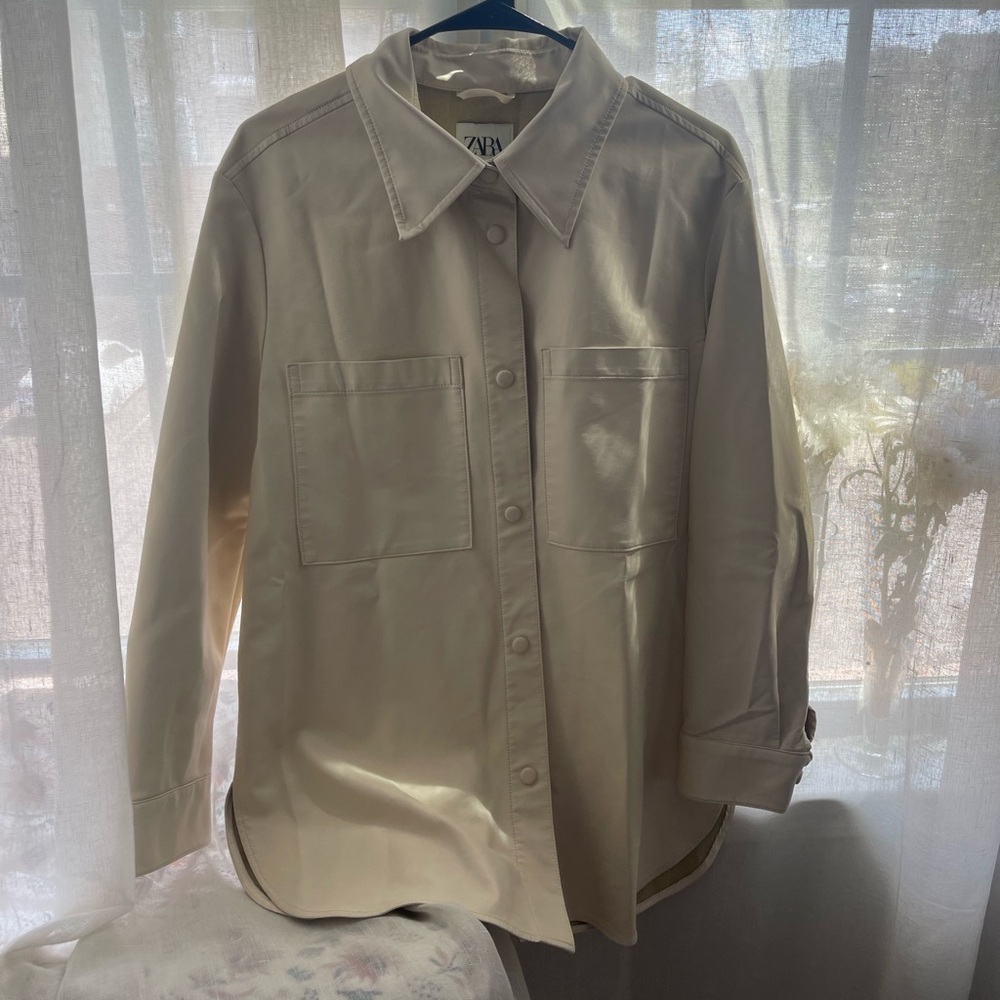 Zara faux leather button down/ jacket